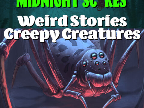 cover picture of a giant cartoonish scary spider for weird stories creepy creatures