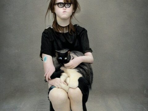 weird girl with a cat