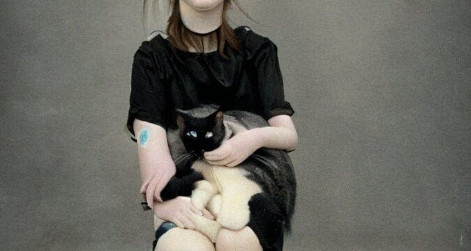 weird girl with a cat