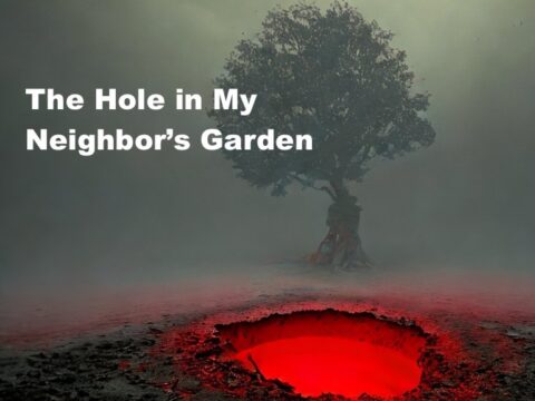 a deep hole to a demon's den in a garden