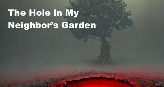 a deep hole to a demon's den in a garden